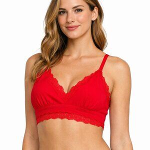 AERIE RED LACE TRIM RIBBED BRALETTE NWOT- XL
